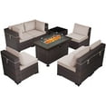 thumbnail image 4 of Gotland 8 Piece Outdoor Patio Furniture Set with 43√¢¬Ä¬ú Gas Fire Pit Table, Sand, 4 of 8