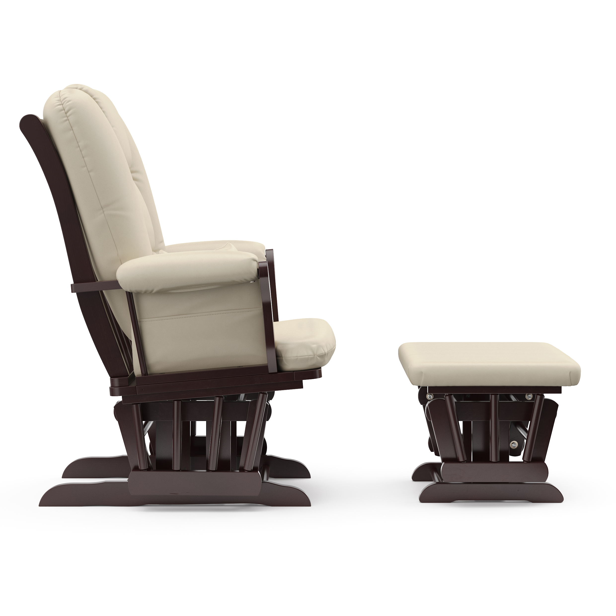 Storkcraft Tuscany Glider and Ottoman with Lower Lumbar Pillow, Espresso Finish with Beige Cushions - image 3 of 7