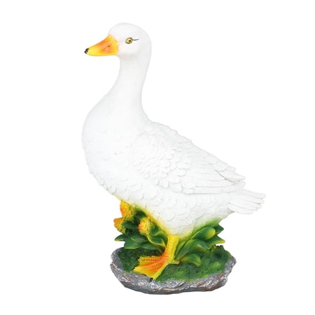 Rupoun Hand-Painted Resin Duck Figurine – 11" x 15" Outdoor Garden Sculpture, Waterproof, Vivid White Duck Ornament for Lawn, Patio & Home Décor
