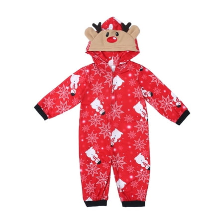 

Spring hue Matching Family Christmas Pajamas Sleepwear Jumpsuit Hoodie Snowman Print Sleeper Onesie for Baby Adults