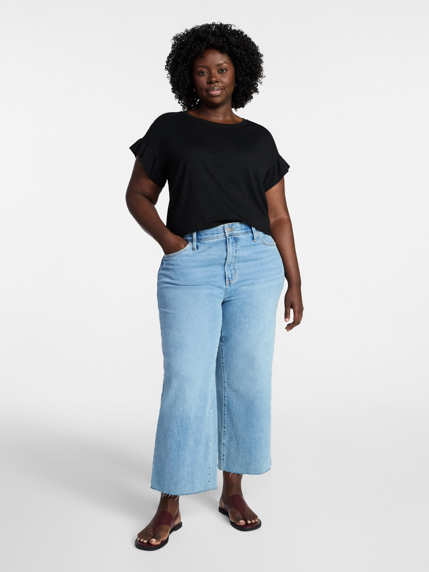 Terra & Sky Women's Plus Ruffle Short Sleeve Tee, Sizes 0X-5X