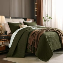Wonderful Bedding Solid Color 100% Cotton 3-Piece Quilt Set