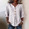 thumbnail image 2 of MuXiKeJi Clothes 3/4 Length Sleeve Womens Tops Cotton Linen Boho Blouses Floral V Neck Shirts Summer Beach Casual Top, 2 of 5