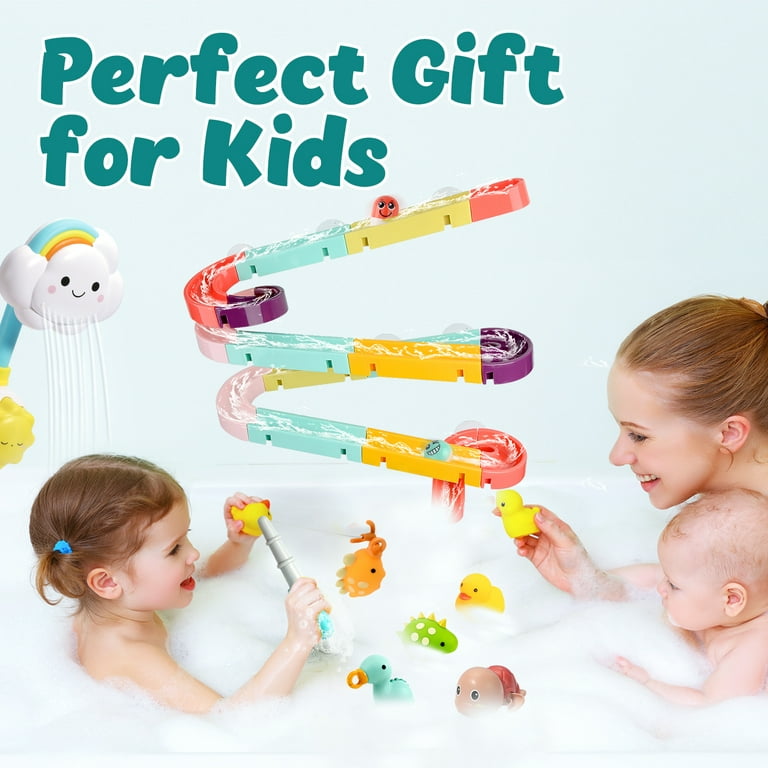 Baby Bath Toy Bathtub Toy with Shower and Floating Squirting Toys, Splicing  Slides, Fishing Game for Toddles and Babies