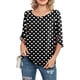 thumbnail image 1 of Qarigey Camisa de mujer Estampado de media manga Top Camisa de mujer Estampado de medio cuello Blusa informal Prendas para la parte del cuerpo puntos blancos negros XXL, 1 of 4