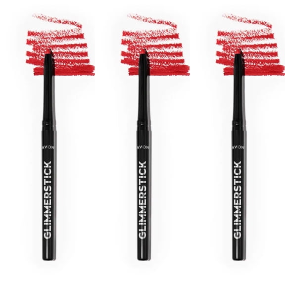 Avon Glimmersticks Retractable Lip Liner / RUBY SHOCK / SET OF 3