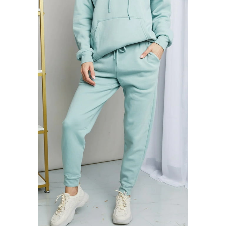 Zenana Full Size Drawstring Drop Shoulder Hoodie and Joggers Set