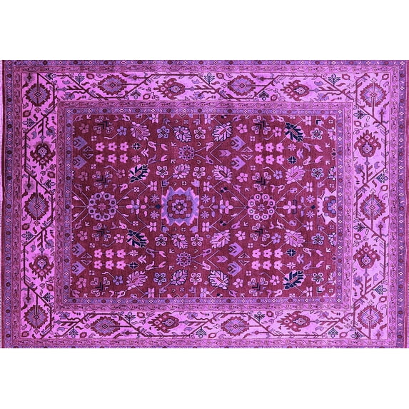 Ahgly Company Indoor Rectangle Oriental Purple Traditional Area Rugs, 7' x 9'