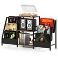 thumbnail image 1 of Gymax Support de Tourne-Disque avec Rangement pour Vinyles Présentoir avec 3 Étagères Brun Rustique, 1 of 10