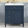 thumbnail image 4 of 30'' Bathroom Vanity with Top Sink, Modern Bathroom Storage Cabinet,Single Sink Bathroom VanityBlue, 4 of 6