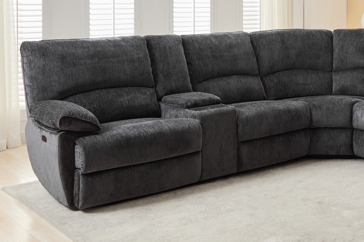 Oversized Power Recliner Sectional Sofa with Wireless Charger USB/Type-C Port,Storage Consloe,Chenille Electric Large Reclining Corner Couch,for Living Room 32.6" Seat Width for Big Man,Gray