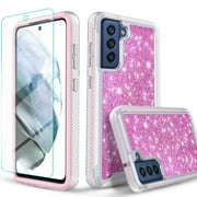 Samsung Galaxy S22 5G Case, Circlemalls 12 Feet Drop Proof Phone Cover With Glitter Spot Diamond-Pink