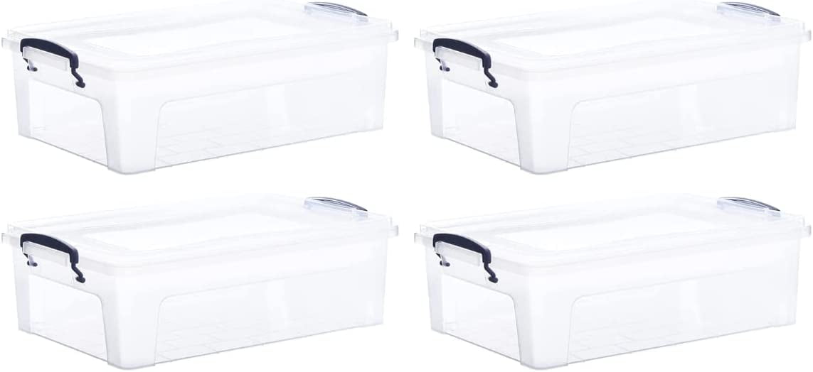 Superio Clear Plastic Storage Bins with Lids, 6.25 Quart (2 Pack