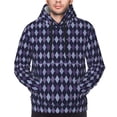 thumbnail image 2 of Bingfone Purple and Blue Squares Men's Drawstring Hoodie Long Sleeve Pocket Sweatshirts-Large, 2 of 6