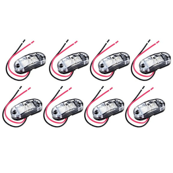 CCIYU 8pcs LED White Side Marker Light Trailer 2.5" Marker Lights Oval Clear Lens Clearance Indicator Lights