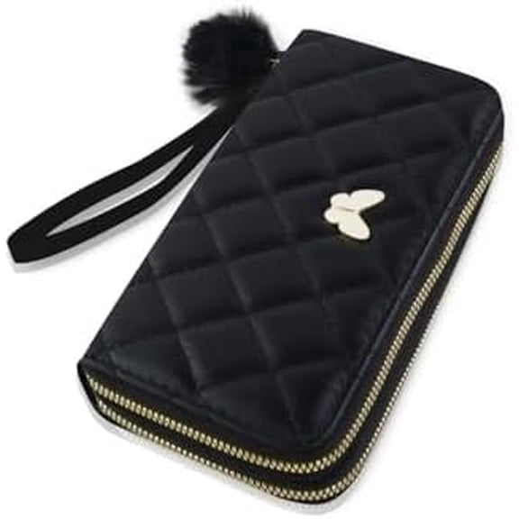 Womens Wristlet Wallets, PU Leather Clutch Wallet Double Zipper Credit Card Wallet with Multi Card Slots