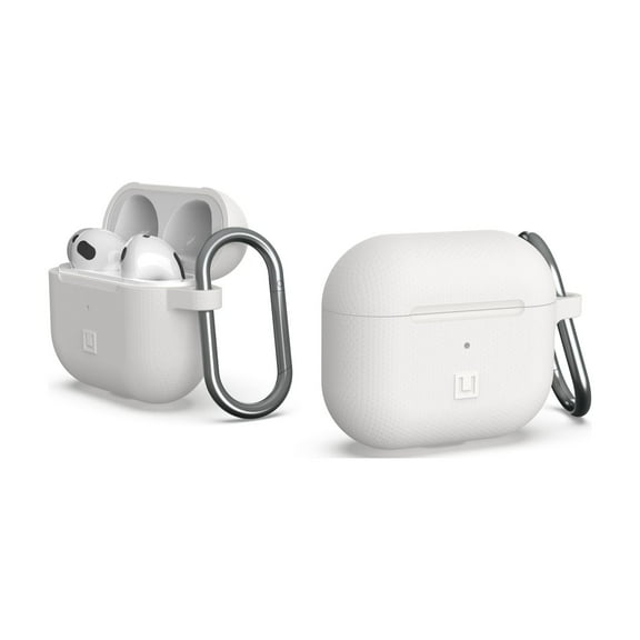 [U] by UAG AirPods (3rd Gen, 2021) Case Soft Smooth Silicone Stylish Dot Pattern Protective Cover with Carabiner Keychain, Marshmallow