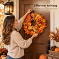 thumbnail image 6 of Fall Wreath for Front Door Thanksgiving Decorations Autumn Harvest Sunflower Wall Hanging for Farmhouse Indoor Outdoor Window Wall Porch Decor by MPOISVA, 6 of 8