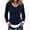 Dark Blue, variant on Long Sleeve Shirts for Women Faux Layered Tees V Neck Ribbed Tops Casual Slim Fit T-Shirt Fashion Fall Clothes Dark Blue XL