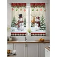 thumbnail image 4 of Christmas Cute Snowman Sheer Curtains 72 Inch Long 2 Panels, Elk Snowflakes Tree Plaid Winter Light Filtering Rod Pocket Semi Sheer Curtains, Sheer Voile Drapes for Living Room Bedroom, 52"x72", 4 of 5