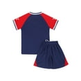 thumbnail image 2 of Haitryli  Boys Soccer Football Jersey Outfits V-Neck Short Sleeve T-Shirt and Shorts Set Kids Sports Team Training Uniform Navy Blue 11-12, 2 of 7