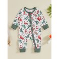 thumbnail image 3 of Musuos Newborn Baby Zip Up Jumpsuit 3M 6M 12M 18M Hat Boots Cactus Print Round Neck Long Sleeve Romper Spring Fall Bodysuits, 3 of 10