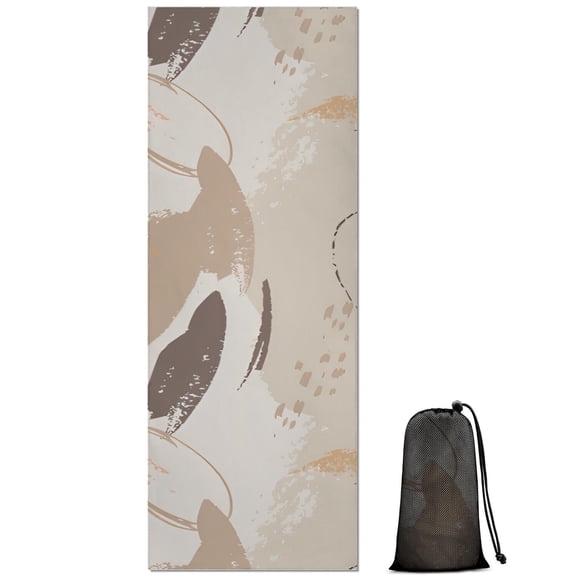 Brown Boho Abstract Pattern Hot Yoga Mat Towel Non Slip for Hot Yoga - Quick-Drying Yoga Mat Cover with 4 Corner Pockets with Travel Bag - Hot Yoga Towel Non Slip Grip Moisture Wicking Sweat 70"x26"