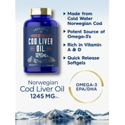 Cod Liver Oil Softgels | 1245mg | 250 Count | Norwegian | for Men and Women | by Carlyle