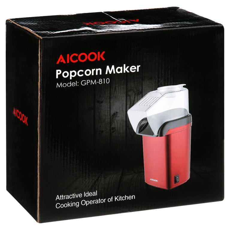 AICOOK Electric Nostalgia Hot Air Popcorn Popper, 1200W, Retro Househo