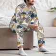 thumbnail image 5 of Mens Pajamas Set, Hawaiian Style Gold Leaves Button Down Long Sleeve Loungewear Sleepwear Pjs sets for Men, 5 of 5