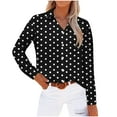 thumbnail image 2 of WXLWZYWL Women's Polka Dots Long Sleeve Lapel Blouses V Neck Button Down Shirt Tops Formal Work Dress Fitted Shirts, 2 of 4