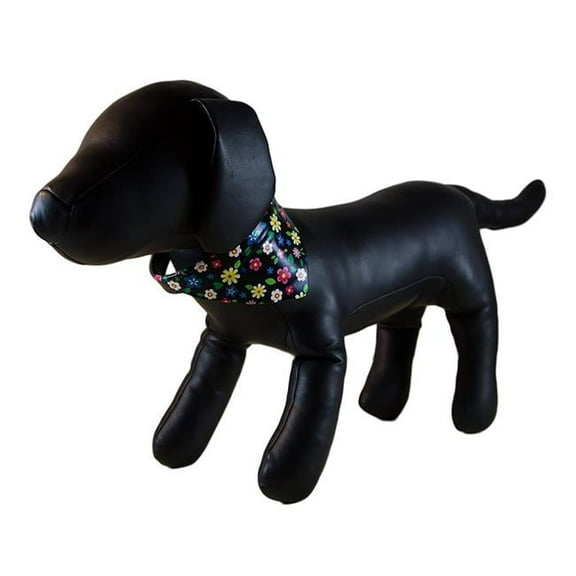 Petcessory CP0481BKM Flower Bandana Dog Collar - Black, Medium