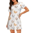 thumbnail image 1 of Balery Funny Chicken Camisón de manga corta con cuello redondo para mujer, cómodo y elegante., 1 of 6