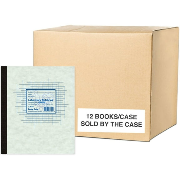 Roaring Spring 4x4 Graph Ruled Lab Book with Numbered Carbon Sets, 1 Case (12 Total), 11" x 9.25" 50 Sets, White/Canary Pages