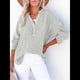 thumbnail image 4 of Blusas Casuales de Larga con Cuello en V y Botones para Mujer, Blusas Lisas de Gran Tamaño. Gris XXL, 4 of 7