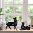 thumbnail image 3 of 2x Estatua de vaca creativa, escultura de toro, figurita artesanal de resina, animal, arte moderno Negro, 3 of 9