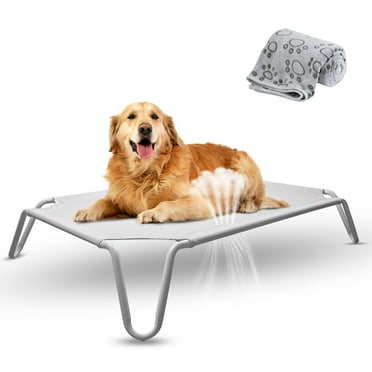 Oneisall Elevated Dog Bed Large, 44 x 30.7 x 8 Inch Metal Dog Cots Beds for Large Dogs - Grey