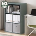 thumbnail image 2 of Furinno CUBICLE Book Shelf, 5-Cube Thick Frame Bookshelf, Reversible Bookcase with Closed Back, 14.6" x 57.8" x 58", for Living Room, Bedroom, Home Office, Sage Green, 2 of 5