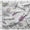 thumbnail image 2 of Soimoi Instruments de Musique Imprimés, Tissu en Toile de Polyester, Tissu de Couture pour Déco au Mètre 56 Pouces de Large, Tissu Décoratif pour Rideaux Sacs Fourre-Tout, Blanc, 2 of 5