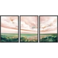 thumbnail image 4 of PixonSign Framed Wall Art Set Pastel Watercolor Pink Cloud Sky Green Countryside Hill Canvas Print Nature Wilderness Modern Art Decor Scenic Relax/Calm for Bedroom - 24"x36"x3 Panels Black, 4 of 5