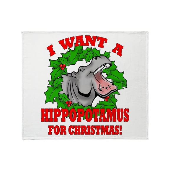 CafePress - Hippopotamus For Christmas Throw Blanket - Soft Fleece Throw Blanket, 50"x60" for All Ages