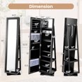 thumbnail image 3 of Costway 360° Rotatable Jewelry Cabinet Armoire 2-in-1 Lockable Mirrored Black, 3 of 9