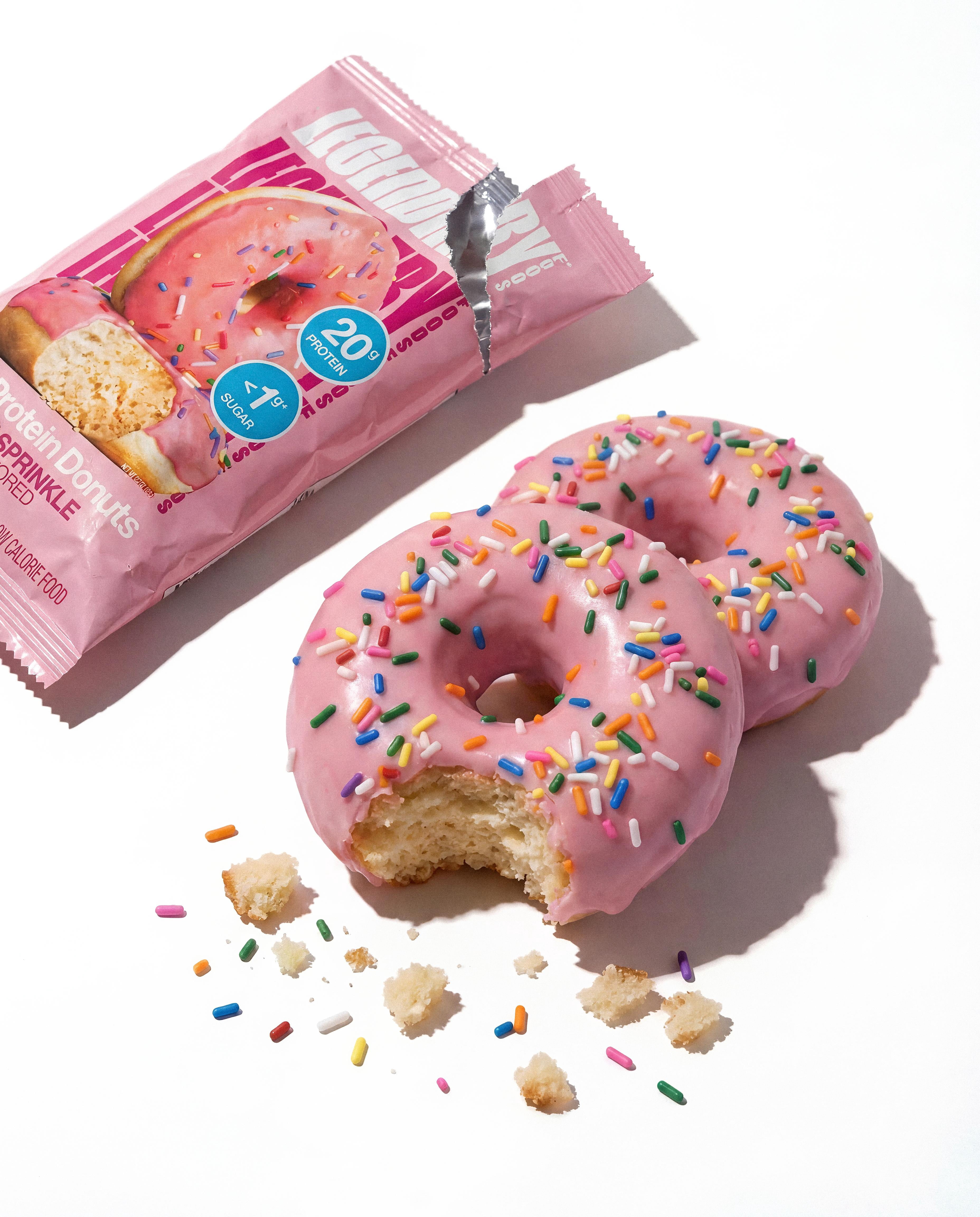 Legendary Foods Protein Donuts, Pink Sprinkle, 20g Protein, 4 Pack, Keto Friendly, Gluten Free