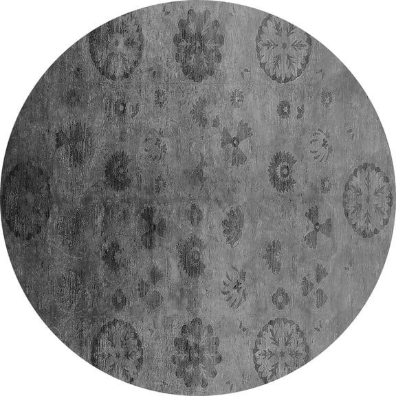 Ahgly Company Indoor Round Oriental Gray Industrial Area Rugs, 3' Round