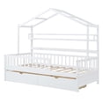 thumbnail image 6 of Harper & Bright Designs Twin Size House Bed with Drawers and Storage Shelves, Kids Platform Bed with Fence Rails Wood Playhouse Tent Bed Frame for Girls Boys, White, 6 of 10
