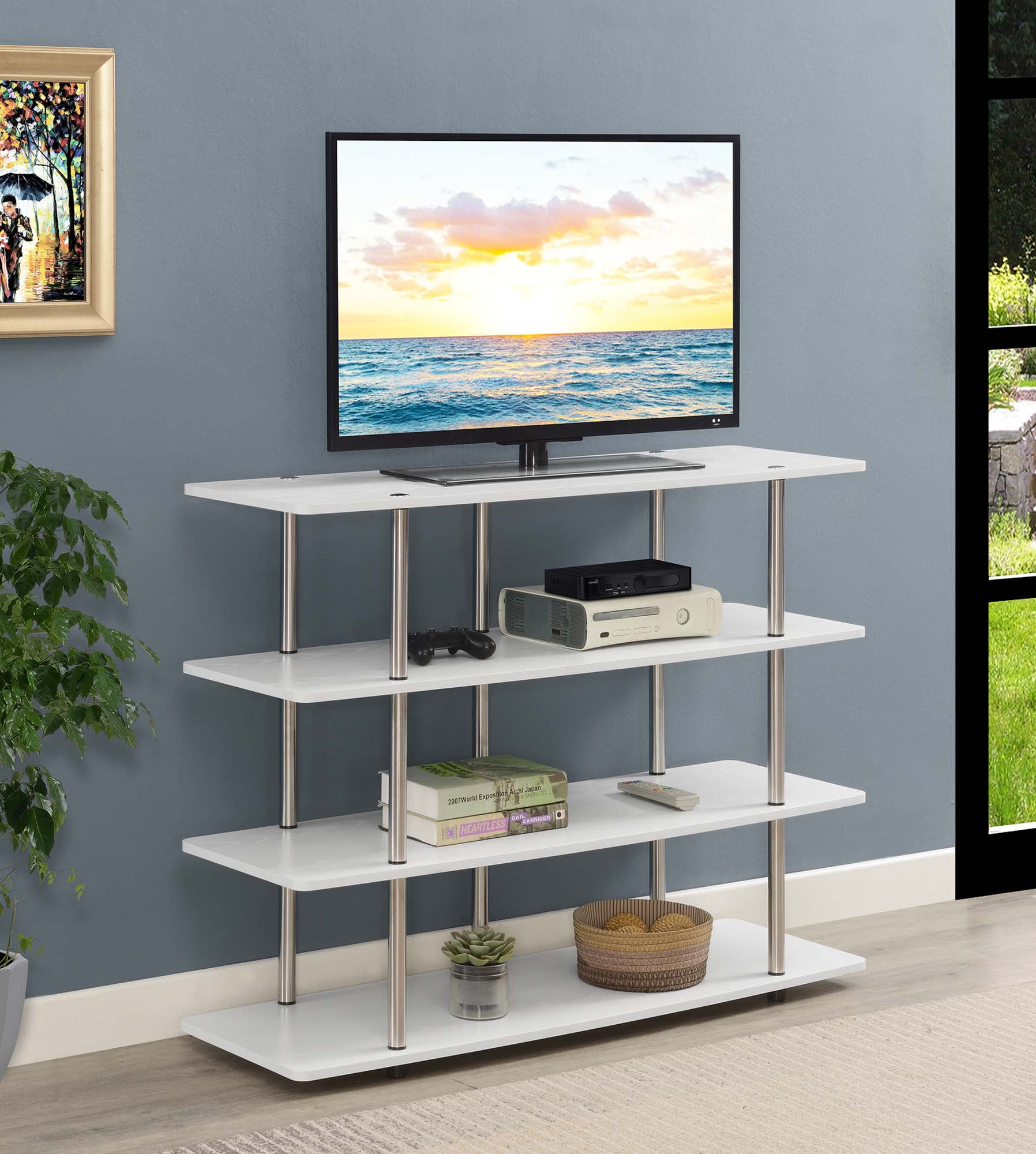Convenience Concepts Designs2Go XL Highboy 4 Tier TV Stand, White