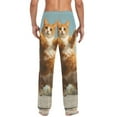 thumbnail image 4 of Jumping Orange Cat Mens Cotton Pajama Pant Sleep and Lounge Bottons with Pockets, 4 of 7
