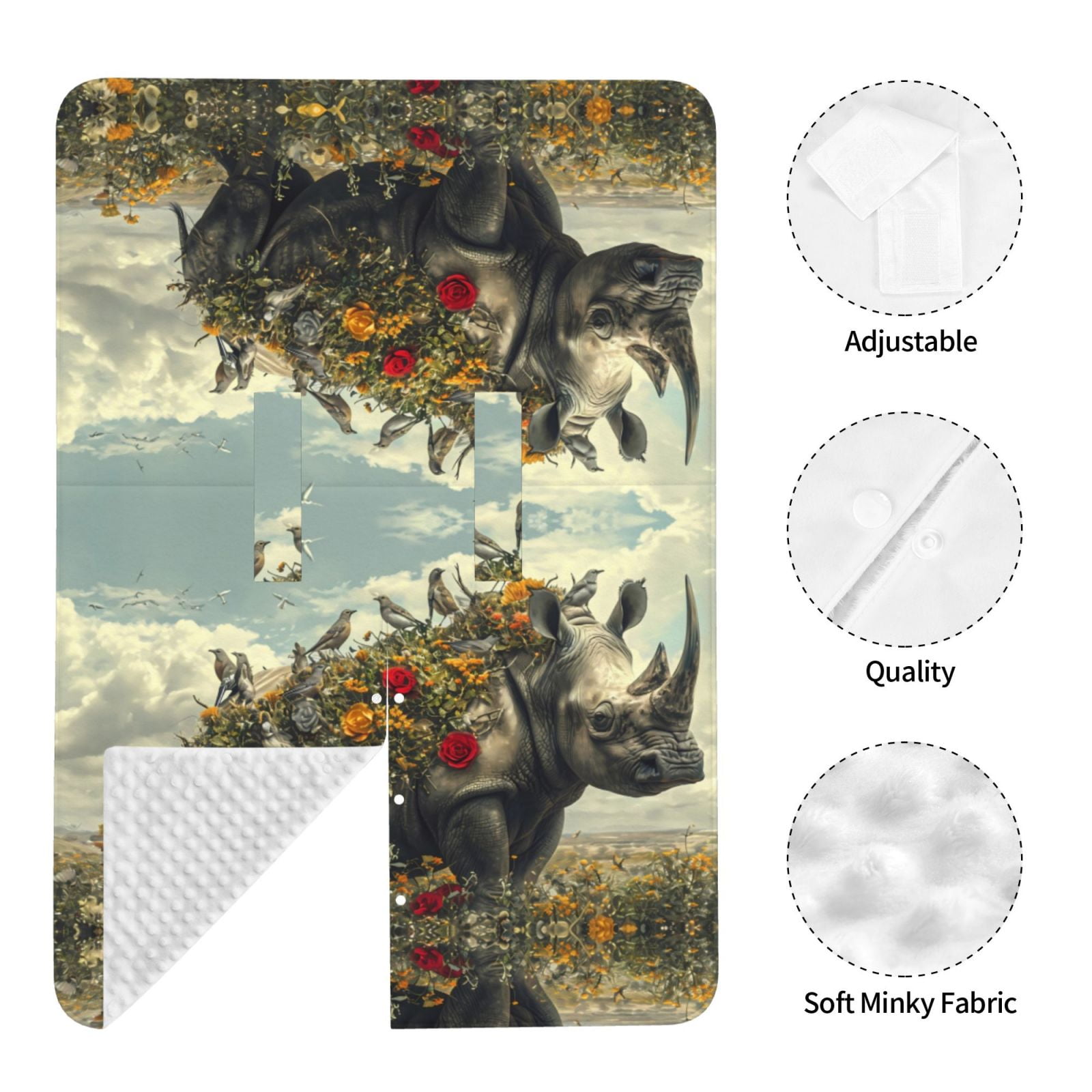Car Seat Cover Baby - Floral Rhino With Birds Breathable Infant Car Seat Cover for Baby Carseat, Lightweight Comfort Baby Essentials Must Haves Newborn Stuff for Girl Boy