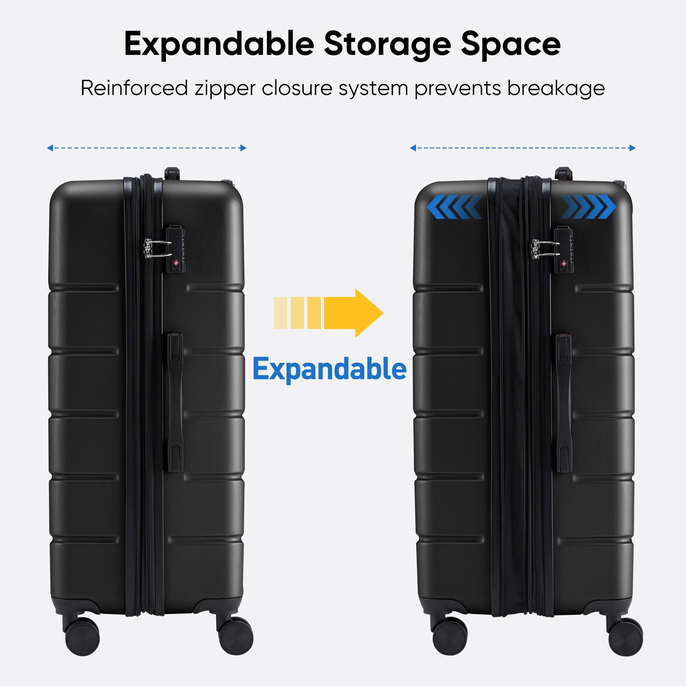 edx 28 Inch Hardside Expandable Luggage with Spinner Wheels, Checked-Large Lightweight Expandable Rolling Luggage with TSA Lock, Black