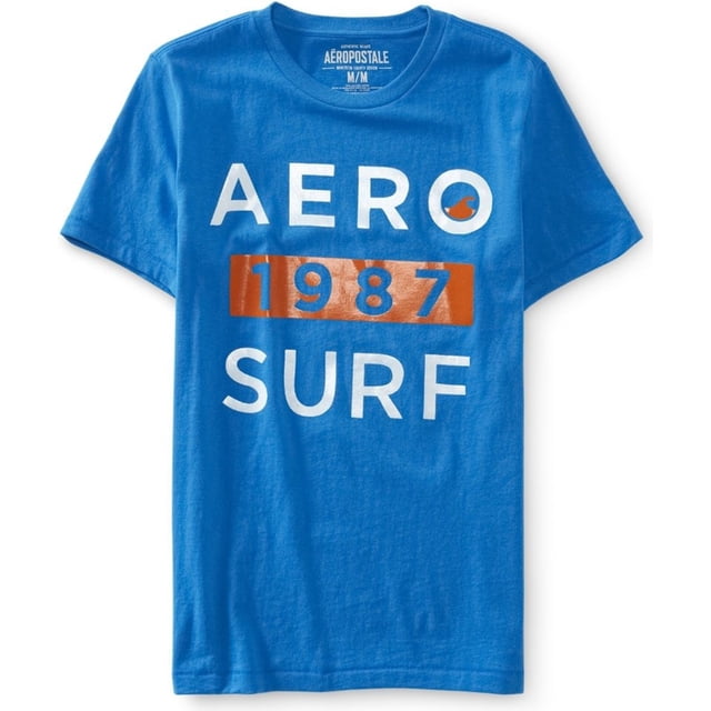 Aeropostale Mens 1987 Surf gráfico playera, azul, mediano Aeropostale Camiseta gráfica